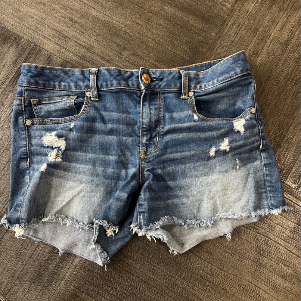 American Eagle Outfitters Distressed Blue Denim Cutoff Shorts